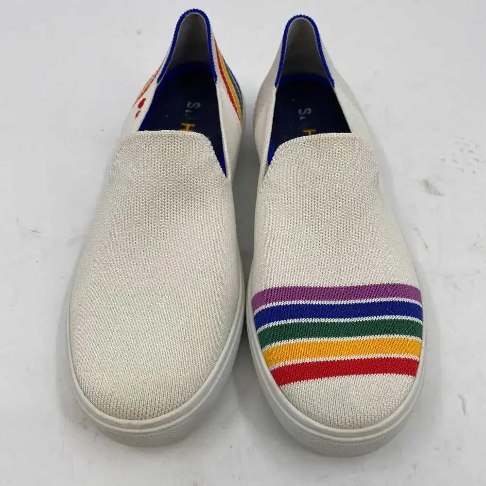 Rothy’s White Rainbow Slip-On Sneakers | Women’s US 8